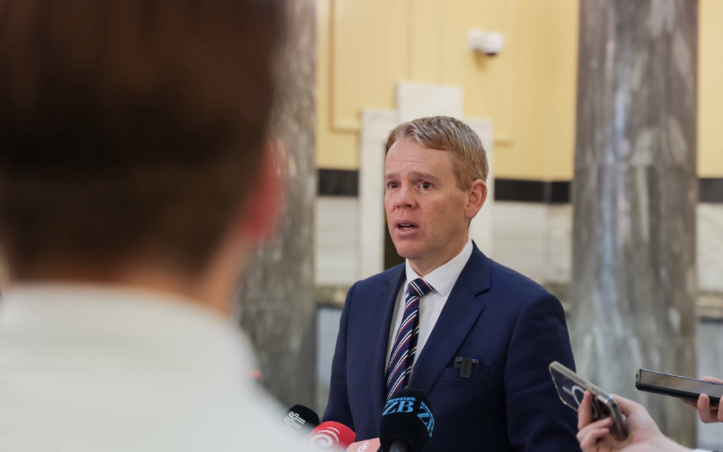 Labour leader Chris Hipkins speaks to media.